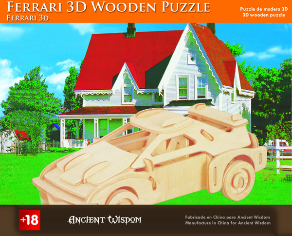 Houten 3d puzzle Ferrari
