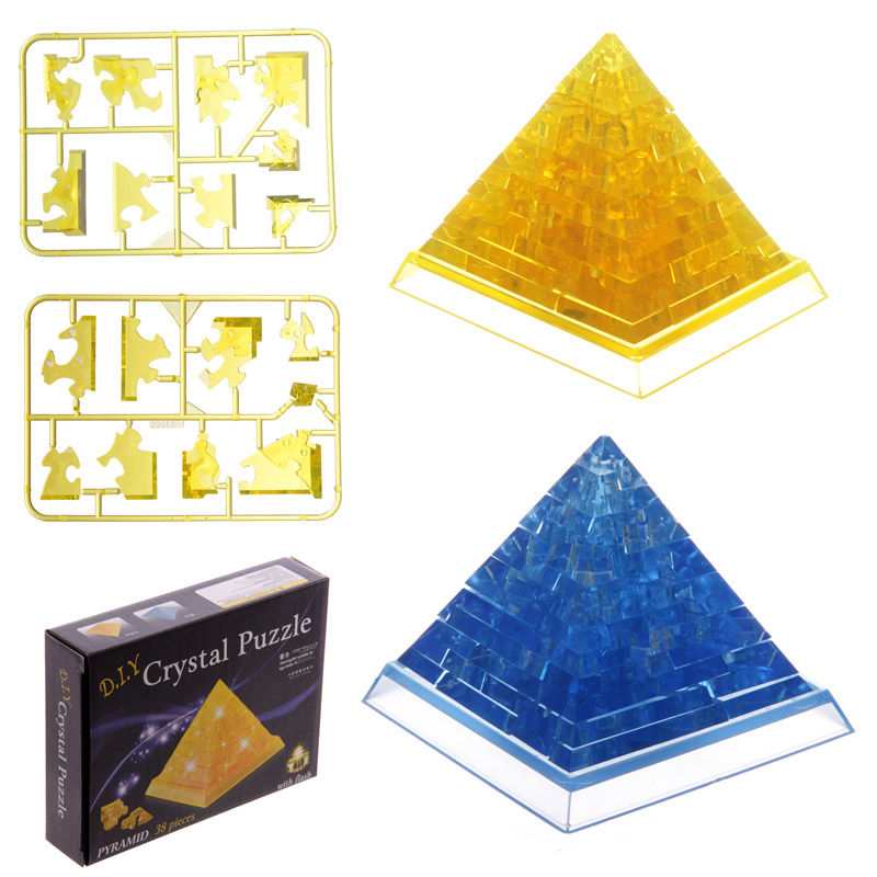 Oplichtende doe het zelf pyramide puzzel blauw
