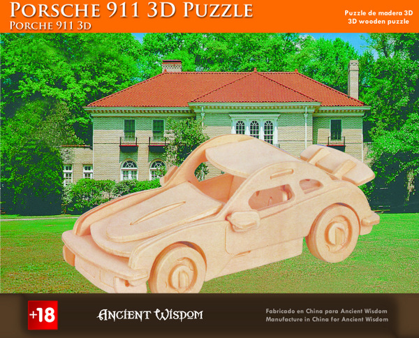 Houten 3d puzzle Porshe