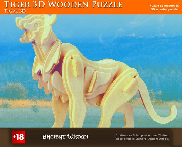 Houten 3d puzzle Tijger
