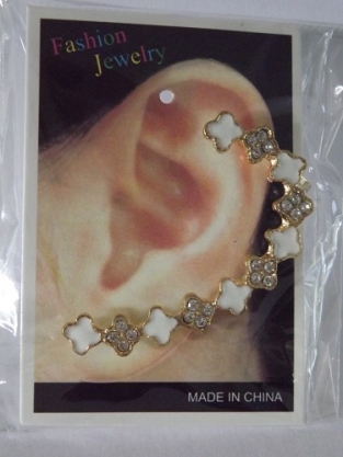 Earcuff bloem strass wit