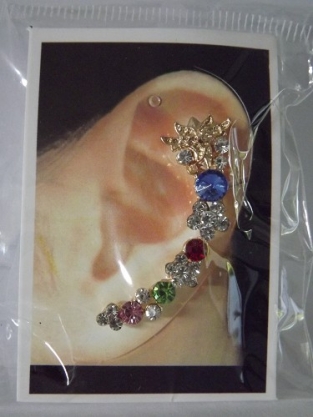 Earcuff gemengde kleuren en strass