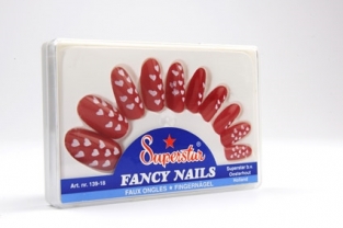 Kunstnagels rood-wit hartje